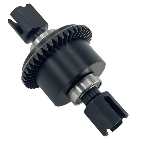 43T Steel Differential Ring Gear & 10T Pinion Gear Upgrade for 1/7–1/8 RC Cars, Hardened Steel Diff Assembly with Reinforced Output Shafts (Black)