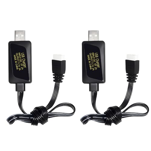 2PCS 3S 11.1V 2A USB Charger for Remote Control Cars, Ships, Drones, Air Guns, and RC Toys 11.1V Battery USB Charging Cable