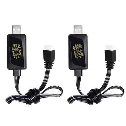 2PCS 3S 11.1V 2A USB Charger for Remote Control Cars, Ships, Drones, Air Guns, and RC Toys 11.1V Battery USB Charging Cable
