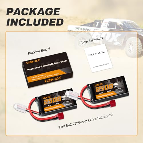 2S Lipo Battery 2500mAh 7.4V 80C High Discharge Rate Shorty Pack RC Batteries with Dean-Style T Plug Fit for RC Airplane FPV Quadcopter Helicopter Drone and Racing RC Hobby Model High Capacity - style: Dean-Style T