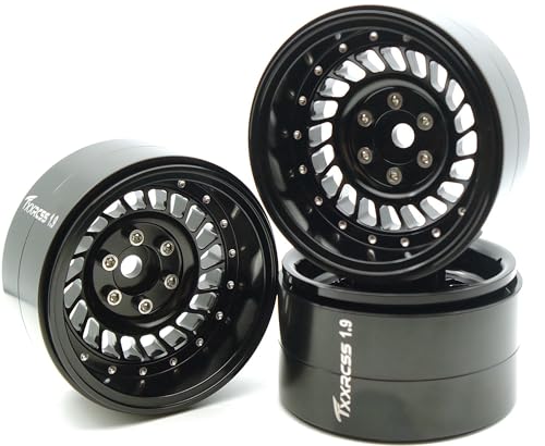 Super Heavy Rc 1.9 Beadlock Wheels Offsets -10mm Rims for 1/10 RC Crawler (Black) XX - color: Black