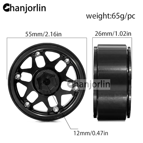 1.9 RC Beadlock Wheels Rims Aluminum Heavy Duty 1/10 Crawler Wheel Hubs For 1:10 Rock Crawler Car Axial SCX10 I II III 90046 TRX4 TRX6 VS4-10 CC01 D90 RC4WD Redcat Gen8 1.9" Tires (Black) - color: Black