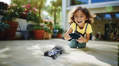 Lexibook, Crosslander® Mini Buggy Radio Controlled Buggy Speed Up to 15KM/H Front & Rear Bumpers Rechargeable, Blue, RC17 - style: RC17
