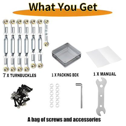 74-112mm Stainless Steel Turnbuckles Fit for 1/10 Traxxas Rustler 4X4 2WD,Adjustable Camber Links with Spacers & Wrenchs for Slash 2WD 4X4,Hoss 4X4,Stampede 4X4,Bandit 2WD Upgrades Parts,Silver - color: Silver