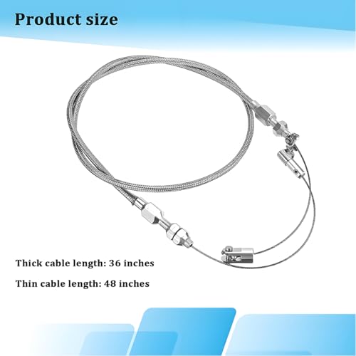 36" Car Braided Throttle Cable Kit, Adjustable Stainless Steel Vehicle Fuel Line Gas Accelerator Cable, Automotive Throttle Lines Replacement Set, Universal for SUV RV Truck - size: 36''