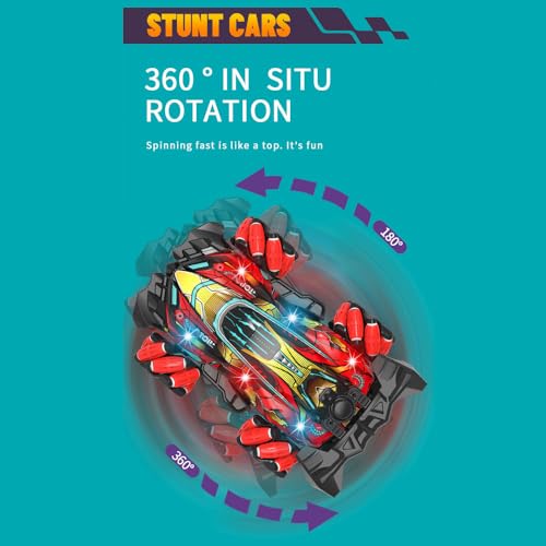 GoolRC RC Stunt Car, Gesture Sensing RC Cars, 2.4GHz 4WD Remote Control Car with 360° Rotating, Spray, Lights & Music, 2 Control Mode for Adults Birthday Gifts, 1 Battery (Red)