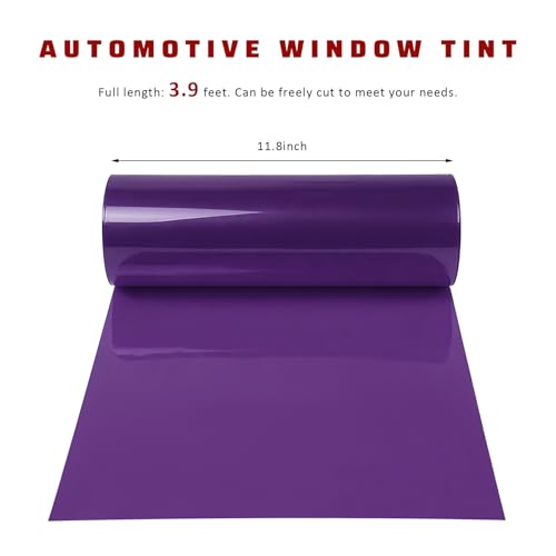 Car Light Tint Film, 12" × 48" Waterproof Headlight Vinyl Wrap Film Includes Squeegee & Cutter, Self-Adhesive Air-Release Wrap for Fog Lights, Taillights, and Headlights (Purple) - color: Purple