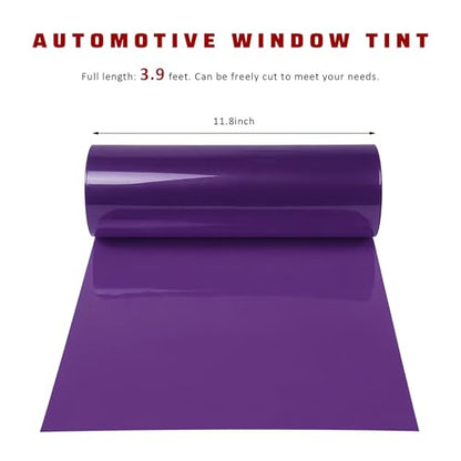 Car Light Tint Film, 12" × 48" Waterproof Headlight Vinyl Wrap Film Includes Squeegee & Cutter, Self-Adhesive Air-Release Wrap for Fog Lights, Taillights, and Headlights (Purple) - color: Purple