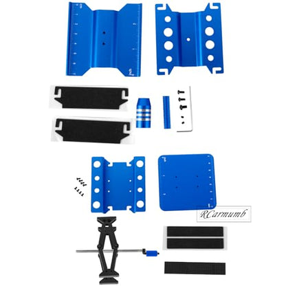 2-Pack RC Work Stand Bundle for 1/18 1/24 1/30 1/32 TRX4M K10 SCX24 FCX24 K5 AX24 SCX30 Ascent-32, 360° Rotating Display Stand & Height Adjustable Lift Table w/ 4 Pcs Jack Stands,Navy Blue w/Navy Blue - color: Navy Blue(1set)