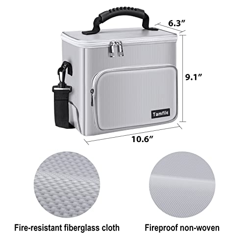 Tamfile Fireproof Lipo Battery Bag, 4200°F Explosionproof Lipo Safe, Silver | Heat Resistant, Large Capacity, Lithium Batteries Storage, RC Drone LiPo Battery Storage, Transport and Charging Protection - color: Silver