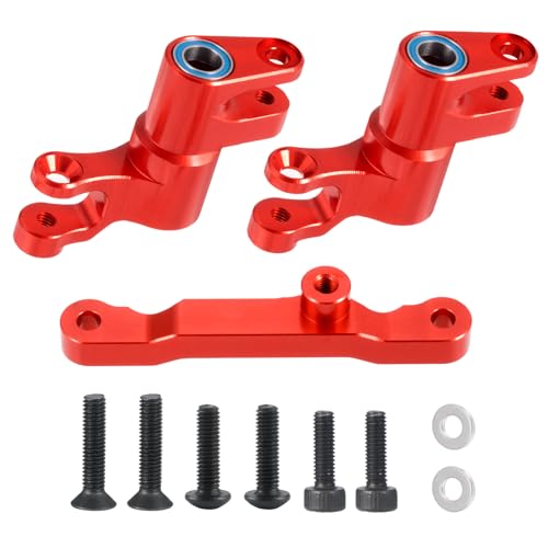 Red Front Steering Assembly for Tra-xxas 1/16 Mini Maxx Slash XRT | 4WD RTR Brushless Monster Truck RC Car Upgrades Parts Aluminum Bellcrank - color: Red