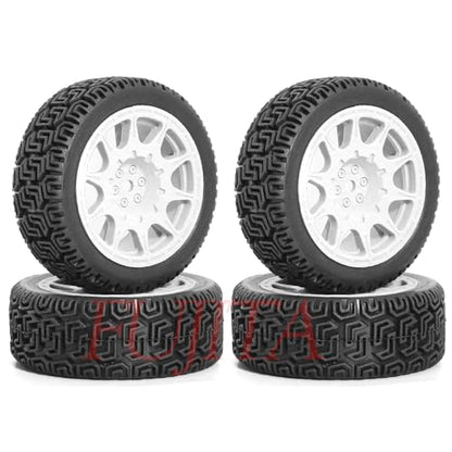 fujita 1/10 RC ON-Road Rubber Racing Tire Rim 68mm OD for 1/10 RC Rally Car Tamiya XV01 XV02 TT02 PTG HSP RGT Kyosho FAZER MK2 PTG （White A） - color: White a
