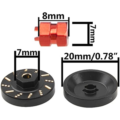 ShareGoo Aluminum Extended 7mm Hex Wheel Hubs & Brass Wheel Hex Adapter Balance Weight Compatible with Axial SCX24 1/24 RC Crawler Car (Red) - color: Red