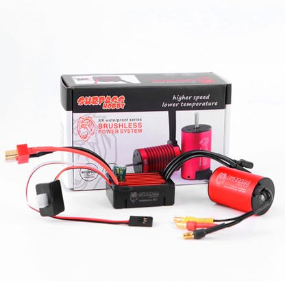 Surpass Hobby 2435 4800KV Motor 25A ESC Combo for 1/16 1/18 RC Truck | Complete power upgrade combo for 1/16 1/18 RC Truck LaTrax Teton Desert Prerunner Rally SST Wltoys A959 - color: Red
