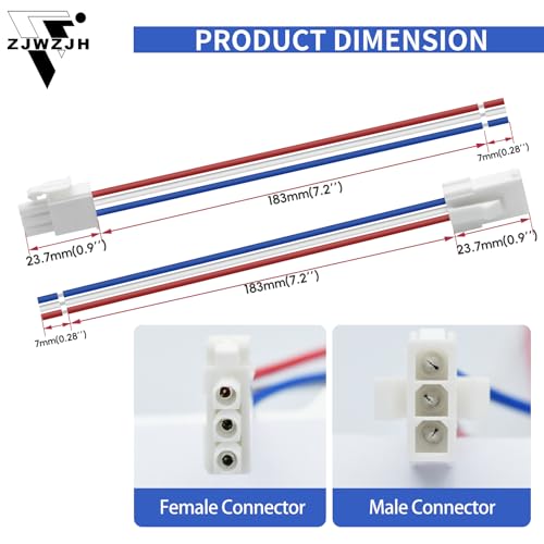 4 Pairs 3-Pin Servo Extension Cables FL4.14mm, Male to Female, 3 Circuit Wire Connector, Cord Wire Cable Suitable for car Truck, Boat and Other, 20cm 22Awg Wire, White, FL4.14-3P