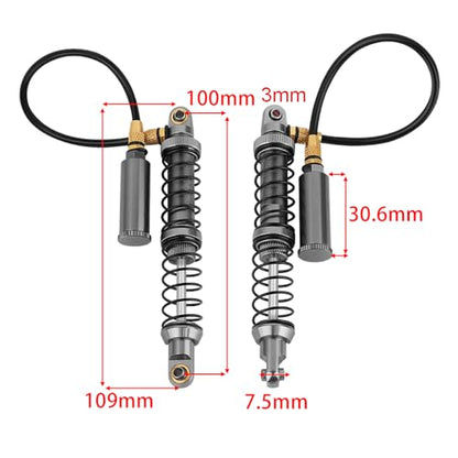 100mm Desert Lizard Piggyback Adjustable RC Shock Absorber Damper for 1/10 RC Crawler Axial SCX10 90046 AXI231017 D90 TRX4 TRX6 Metal Upgrade (gray) - color: gray