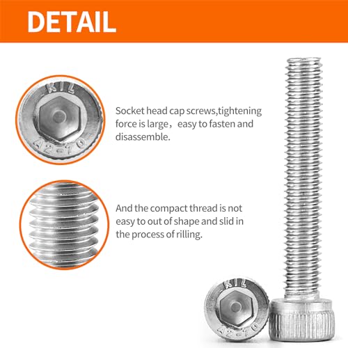 M5 x 60mm 65mm 70mm 75mm 80mm Hex Socket Head Cap Screws Bolts 304 Stainless Steel Allen Hex Drive Metric Machine, Fully Threaded, Assortment Kit 25PCS - size: M5 x 60/65/70/75/80mm (25PCS)