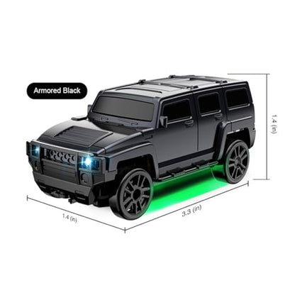 1/64 4WD Mini RC Off-Road Drift Car, 2.4G crawler vehicle with LED (Black) | High Speed Brushless Motor, Dual-Speed Mode, 30m Control Distance, Gift for RC Enthusiasts - color: Black