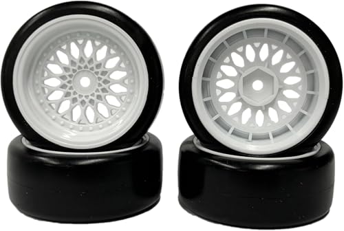 1/10 Drift Wheels Tires Set,AMZSTAR 4PCS 63mm RC Hard Tyre with Plastic Wheel Rims 12mm Hex for 1/10 RC On Road Racing Touring Drifting Car for Tamiya TT01 HSP HPI Kyosho (White,Offset:3mm) - color: White,offset:3mm