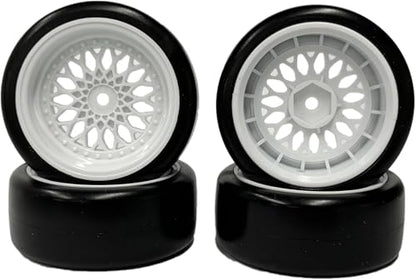 1/10 Drift Wheels Tires Set,AMZSTAR 4PCS 63mm RC Hard Tyre with Plastic Wheel Rims 12mm Hex for 1/10 RC On Road Racing Touring Drifting Car for Tamiya TT01 HSP HPI Kyosho (White,Offset:3mm) - color: White,offset:3mm