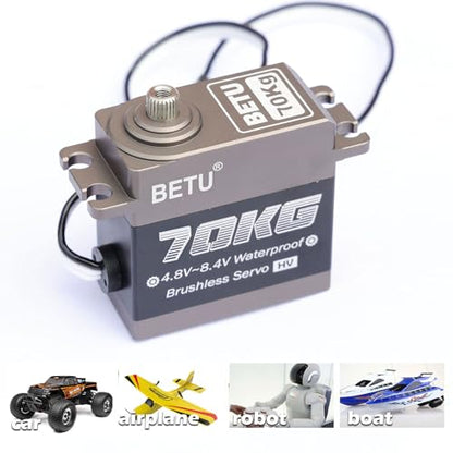 70KG Servo Motor High Torque Metal Gear for 1/5 1/6 1/8 1/10 RC Car | Waterpoof, Standard Size, Quiet, Great digital Servo for RC Robot Boat - style: 180-Grey