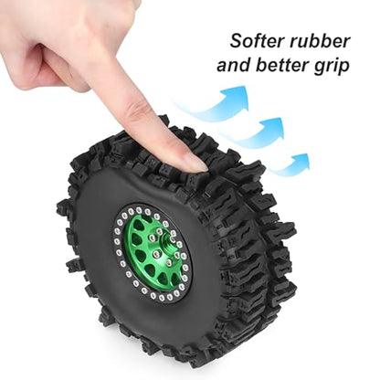 HobbyPark Soft Rubber 1/10 RC Crawler 1.9 Mud Slingers Tires 4.7inch 120mm and 1.9 Beadlocks Wheels Set for Scale RC4WD Axial SCX10 TRX4 Redcat Gen 8 Good Grip w/Foams (Green & Black Rims) - color: Green & Black Rims