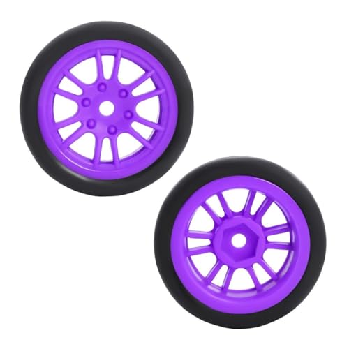 4PCS Finished Flat Running Drift Tires and Wheels 7MM Hexagon for 1/24 Losi Micro B Upgrades and 1/28 Losi Micro T Upgrades (b Purple) - color: B Purple