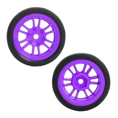 4PCS Finished Flat Running Drift Tires and Wheels 7MM Hexagon for 1/24 Losi Micro B Upgrades and 1/28 Losi Micro T Upgrades (b Purple) - color: B Purple