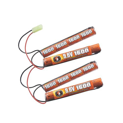 Lancer Tactical Nimh Airsoft Battery Compatible with Lancer AEG Airsoft,Pack of 2 (9.6V,1600 mAh Nunchuck)
