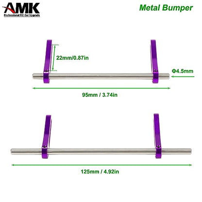 AMK Adjustable 1/10 Scale Bumper Mount Front Rear, Metal Bumper Set Complete for RC Crawler Body LCG Chassis Axial SCX10 II Element Enduro Gen7 Gen8 TRX6 TRX4 Upgrades (Purple) - color: Purple