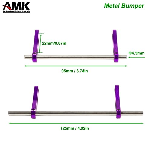 AMK Adjustable 1/10 Scale Bumper Mount Front Rear, Metal Bumper Set Complete for RC Crawler Body LCG Chassis Axial SCX10 II Element Enduro Gen7 Gen8 TRX6 TRX4 Upgrades (Purple) - color: Purple
