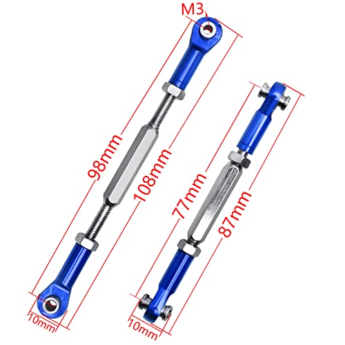 HobbyPark Steel Turnbuckles and Aluminum Camber Links Rod Ends Toe Links Set Linkage for Arrma 1/8 Typhon Mega 4x4 Option Parts (6PCS) (Navy Blue) - color: Navy Blue