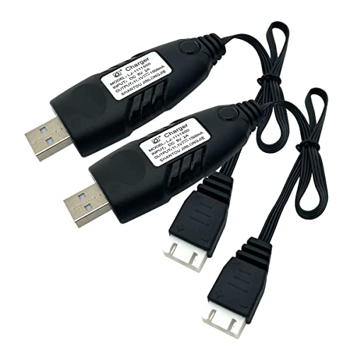2 Pack 11.1V Lipo Battery Charger Cable,3S 2A LIPO Battery USB Charger Cables with XH-4P Plug Connector for Airsoft RC Car Drone Boats (3S/11.1V)