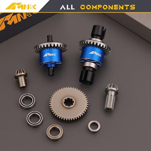 Alloy Front Rear Differential Diff & Spur Input Gear Kit for HyperGO 1/14 H14BM 14209 14210 Series Upgrades Part Blue - color: Blue