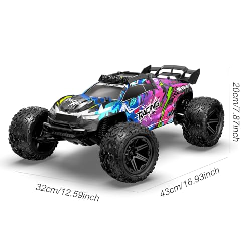 RC Car for Adults Boys, 1:8 Scale 50KM/H High Speed Vehicle with 2.4 GHz Remote Control, Waterproof Off-Road Monster Truck, 2 Rechargeable 2600mAh Batteries, Racing Car Toys
