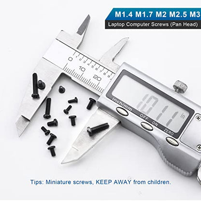 NINDEJIN 650 pcs M1.4 M1.7 M2 M2.5 M3 Round Pan Head Laptop Mini Screw Kit | Carbon Steel, Laptop Computer Screw, for Repairing Most Computers, for Sports Equipment; Lawnmowers; Blowers, Mini Screw Set - style: Pan Head