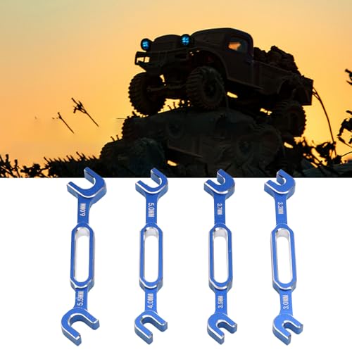 Tyenaza 4Pcs RC Aluminum Alloy Wrench, 3/3.2/3.5/3.7/4/5/5.5/6mm Turnbuckle Nut Ball Joint Remover with Multifunction RC Shock Absorber Plier Repair Tool KitRepair Tool Kit (Blue) - color: Blue
