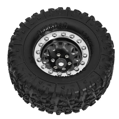 REDSPIDER 1.3 Aluminium Alloy Beadlock Wheels and Crawler Tires 1/24 RC Muddy Swamp Tyre 7mm Hex Fit for 1/18 1/24 Axial Trx4m SCX24 AX24 FCX24 RC Crawler XC-1 RTR CR-18P EVO (Black) - color: Black