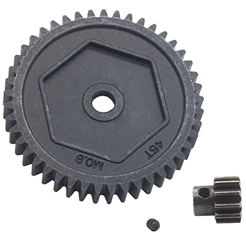 ShareGoo Metal 45T Mod 0.8 Spur Gear & 32P 11T 3.175mm Motor Gear Pinion Compatible with Traxxas TRX-4 TRX-6 RC Car