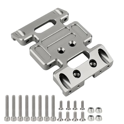CNC Aluminum Center Frame Brace Transmission Skid Plate Gearbox Mount for AXIAL SCX10 1/10 RC Rock Crawler Upgrade Parts (Titanium -2) - color: Titanium -2