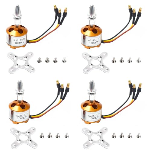 A2212 1000KV Brushless Motors 13T High Power Brushless Outrunner Motor for RC Aircraft Multi-Copter Quadcopter Drone(4PCS)