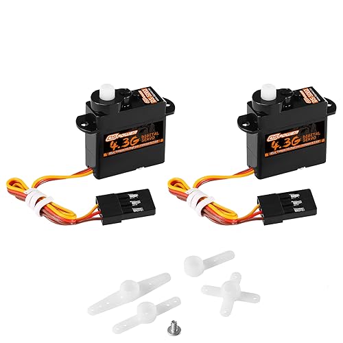2PCS 4.3G Mini Servo, RC Micro Digital Servo Motor Coreless Steering Servos for Fixed-Wing Helicopter Airplane Drone 1/24 1/28 RC Car SCX24 Boat Robot Toy - color: Plastic Gear