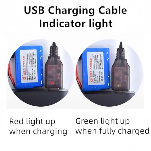 7.4V SM-4P USB Charger for 7.4V Li-ion Battery RC Boat Gel Ball Blaster SM4P USB Charging Cable 2 Pack with Storage Box SM4P Charger