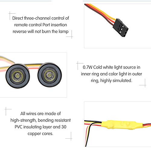 GLOBACT OGRC RC LED Light Kit Headlights Angel Eyes with 12 Modes for Traxxas TRX-4 Axial SCX10 RC4WD 1/10 RC Rock Crawler Car Accessories | 5-8V, IP67 Waterproof Headlights 12 modes for Traxxas Axial Redcat RC4WD 1/10 Crawler Body Accessories