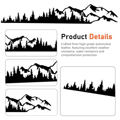 2 PCSCar Mountain Tree Forest Decals, 39.4" x 6.7" Mountain Tree Graphic Stickers, Waterproof Car Body Side Door Truck Tailgate Exterior Decoration, Universal for Cars SUVs Off-Roads (Black)