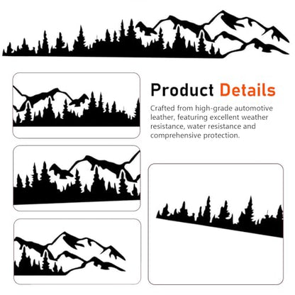 2 PCSCar Mountain Tree Forest Decals, 39.4" x 6.7" Mountain Tree Graphic Stickers, Waterproof Car Body Side Door Truck Tailgate Exterior Decoration, Universal for Cars SUVs Off-Roads (Black)
