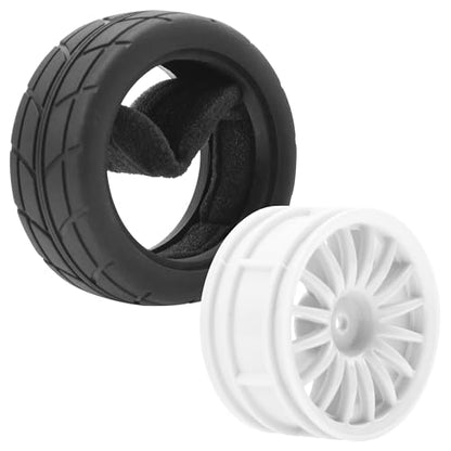 4Pack Vgoohobby OD70mm RC 1/10 On Road Rubber Tires w/Plastic Wheel Rims 12mm Hex Compatible with HSP HPI Redcat Tamiya Traxxas Kyosho 1/10 RC On Road Racing Touring Car (White) - color: White