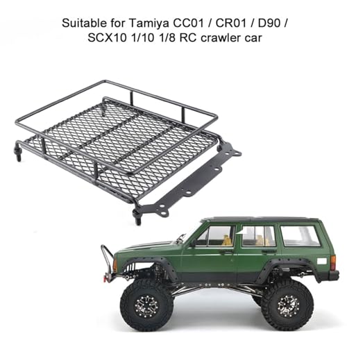 Steel Luggage Tray Roof Rack for 1/10 RC Crawler Car, l Roof Rack, Weight RC Accessory for CC01 CR01 D90, to Inl with Black h (M(66x45x17cm/26x17.72x6.69in)) - size: M(66x45x17cm/26x17.72x6.69in), style: M(66x45x17cm/26x17.72x6.69in)