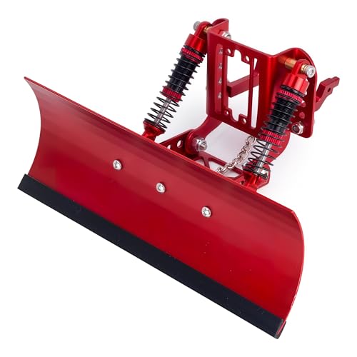 RC Snow Plow for TRX4M & SCX24, Adjustable Aluminum 1/18 1/24 RC Crawler Plow, Servo Operated Snow & Sand Shovel Upgrade, CNC Metal RC Plow Truck Accessory (Red) - color: Red