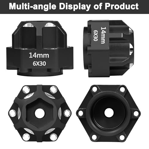 LRFHL 1/10 6x30 to 14mm Hex Adapters for 1/10 Proline Arrma Senton Granite | 20mm Thickness, Aluminum Wheel Hex Hub Adapter Upgrade Parts, Black - color: Black 14mm